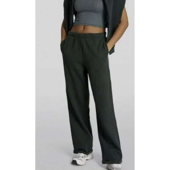 New Skim Cotton Fleece Pull On Jogger Pants Spruce Green Medium - Picture 1 of 7